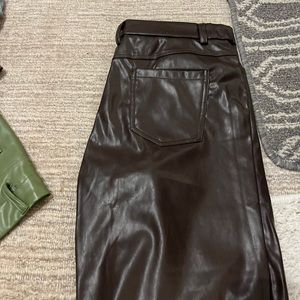 Brown faux leather pants from Shein